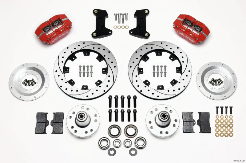 Wilwood Dynapro Dust-Boot Vorderes Kit 12,19 Zoll gebohrt Rot 74-80 Pinto/Mustang II Disc Spindel nur