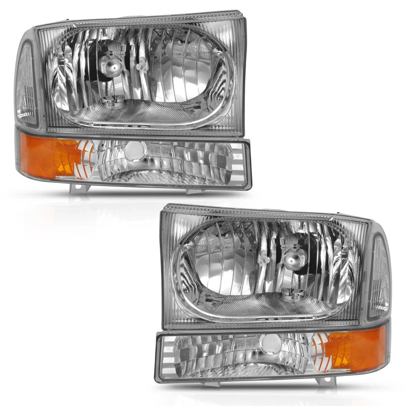 ANZO 2000-2004 Ford Excursion Kristall-Scheinwerfer mit Ecklicht Chrome Amber (ohne Glühbirne)