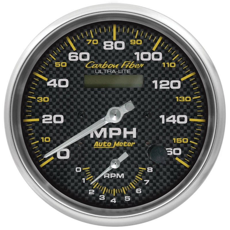 AutoMeter 160mph & 8k RPM Electirc Program 5in. Carbon Fiber Gauge Tach/Speedo