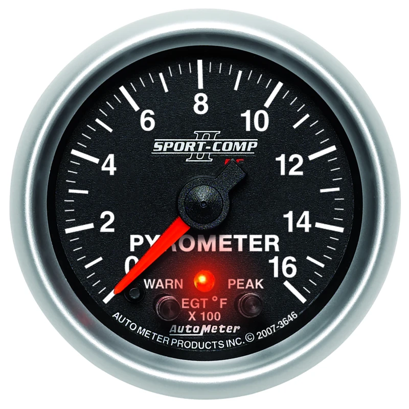 Autometer Sport-Comp II Full Sweep Electronic 0-1600 Deg F EGT/Pyrometer Peak & Warn w/ Elec Control