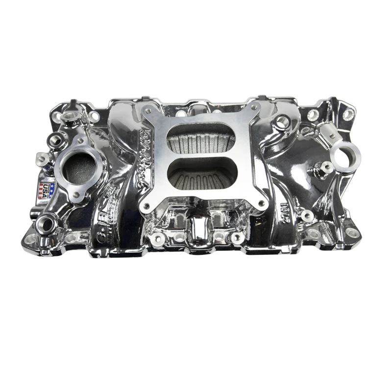 Edelbrock SBC Performer EPS Ansaugkrümmer - Chrom-Plasma-Beschichtet für 1955-86 Small Block Chevrolet