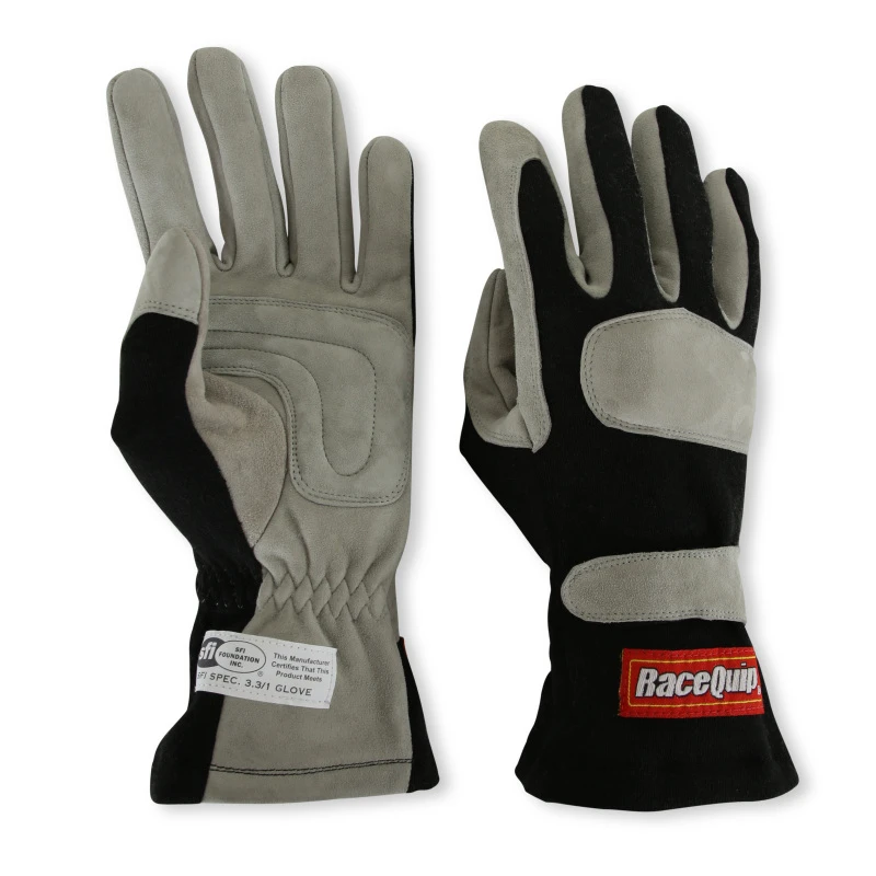RaceQuip Schwarzes 1-Lagiges SFI-1 Handschuh - Klein