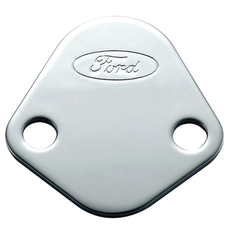 Ford Racing Ford Logo Kraftstoffpumpen-Blockoff-Platte - Chrom