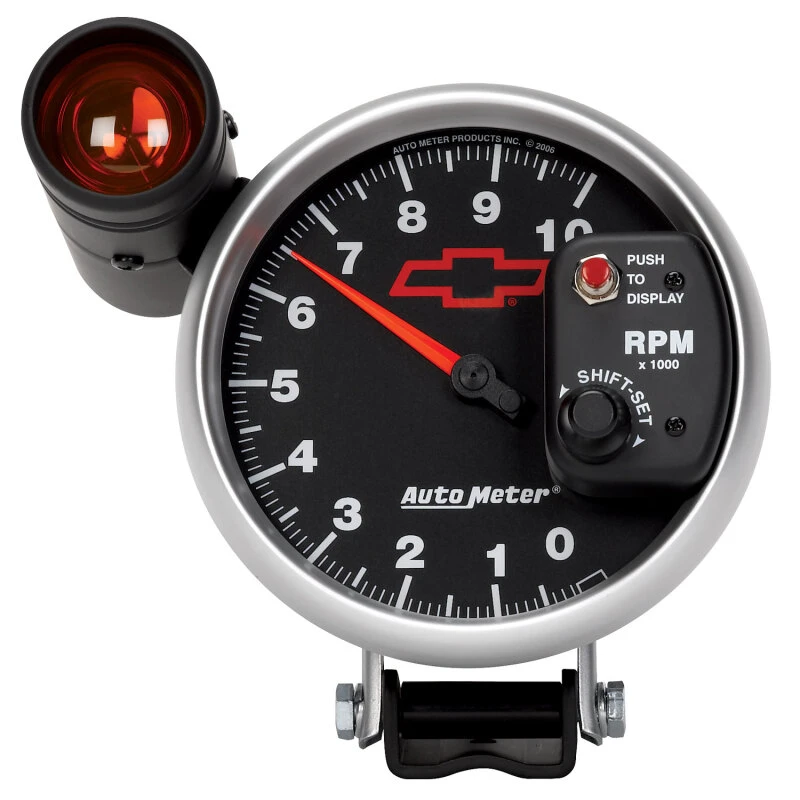 Autometer GM Bowtie Schwarz 5 Zoll 10000 U/min Sockel Electronic Tachometer mit externer Schaltpunkt-Leuchte
