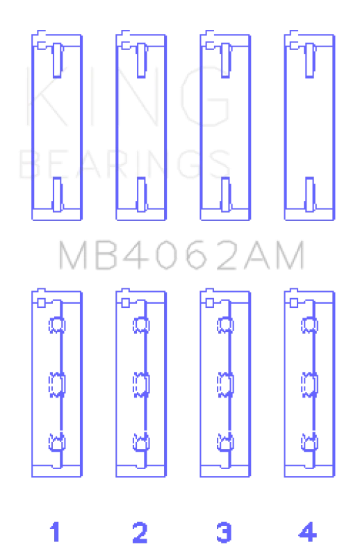King Engine Bearings Honda / Acura C32A1/C32A6/C35A1 Crankshaft Main Bearing Set (Set of 4)