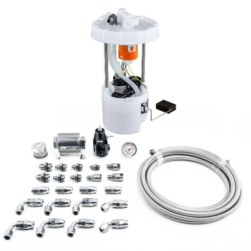 DeatschWerks 06-11 Honda Civic Si K20 DW400 Pumpenmodul und Rücklauf-Kit mit PTFE Kraftstoffleitungen