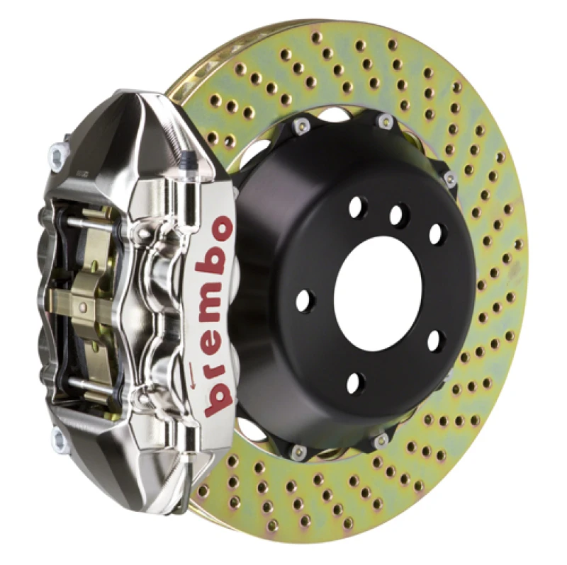Brembo 12-20 GS350 Rear GTR BBK 4 Piston Billet 345x28 2pc Rotor Drilled- Nickel