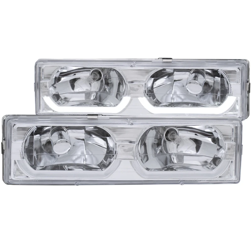 ANZO 1988-1998 Chevrolet C1500 Kristall-Scheinwerfer Chrom mit Low-Brow