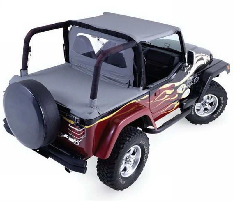 Rampage Cab Soft Top and Tonneau Cover for 1992-1995 Jeep Wrangler (YJ) – Black Denim