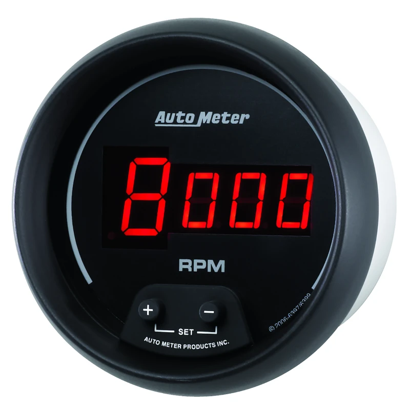 AutoMeter Gauge Tach 3-3/8in. 10K RPM In-Dash Digital Black Dial W/ Red Led