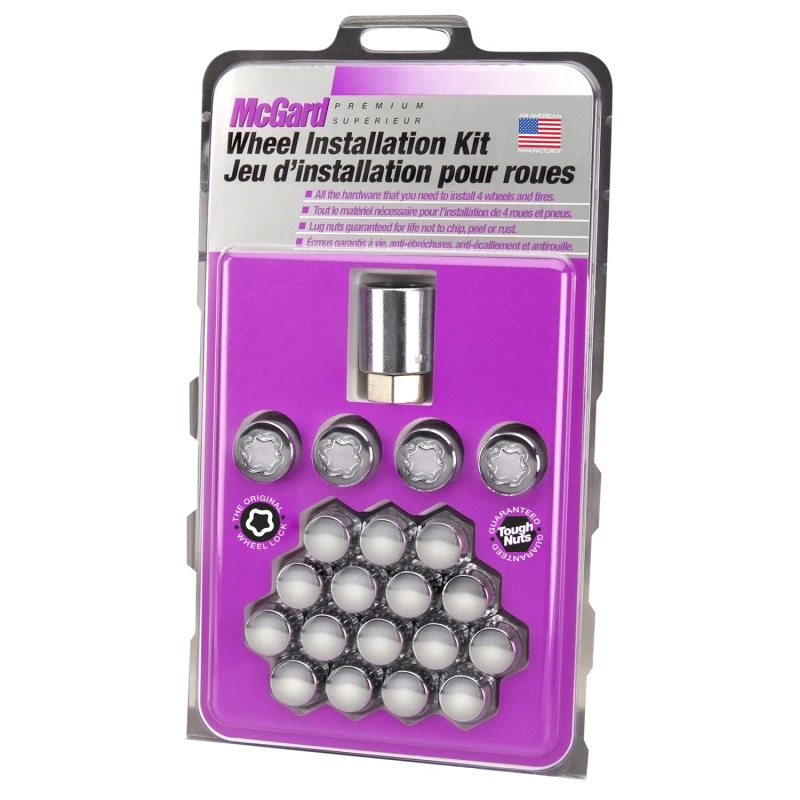 McGard 5-Lug-Hex-Installationskit (Clamshell) mit Schlössern (Kegel-Sitz-Mutter) 1/2-20 / 13/16 Hex - Chrom