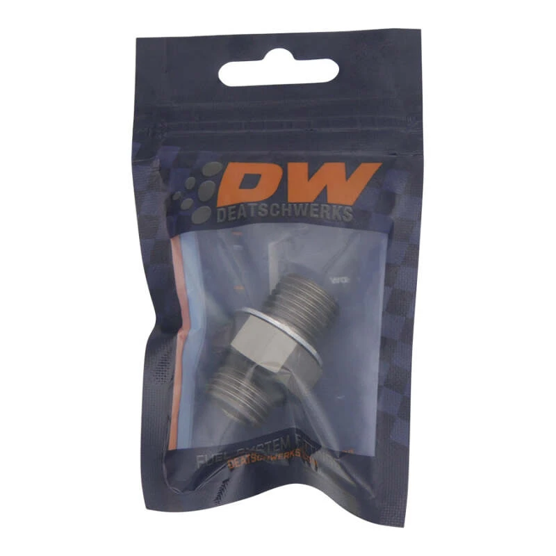 DeatschWerks 6AN ORB-Männlich auf 14 x 1,5 Metrisch-Männlich (inkl. O-Ring und Crush-Washer)