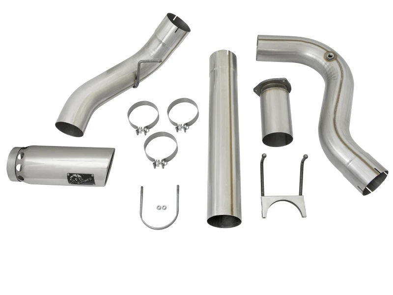 aFe ATLAS 5 Zoll DPF-Back Alu-Stahl Auspuffsystem mit polierter Spitze 2017 Ford Diesel Trucks V8-6,7L (td)