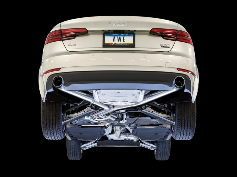 AWE Tuning Audi B9 A4 Track Edition Auspuff Dual Outlet - Chrom Silber Tips (Inkl. DP)