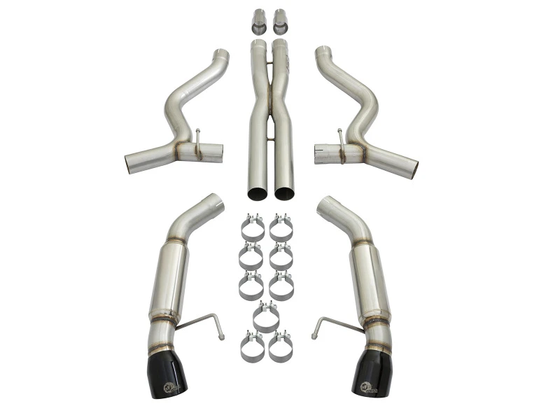 aFe MACHForce XP 3 Zoll 304 SS Sport-Ton Cat-Back mit schwarzen Endrohren 15-17 Ford Mustang V6-3.7L/V8-5.0L