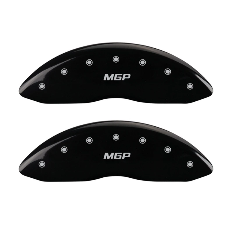 MGP Vordere Satz 2 Bremssattel-Abdeckungen Graviert Vorne MGP Schwarz Finish Silber ch