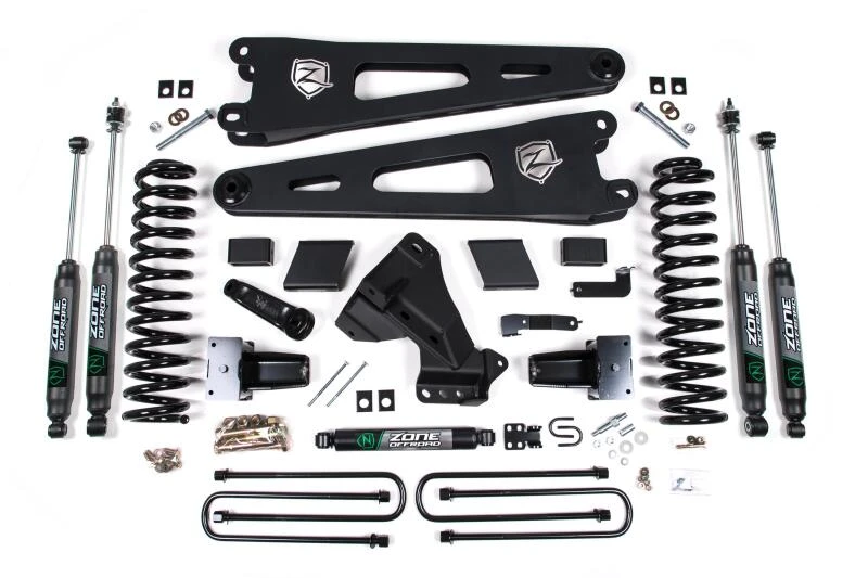Zone Offroad 23-26 Ford F250/F350 4WD 7in Radius Arm Susp. Lift Kit 4.5in Rear - Adv. Series Shocks
