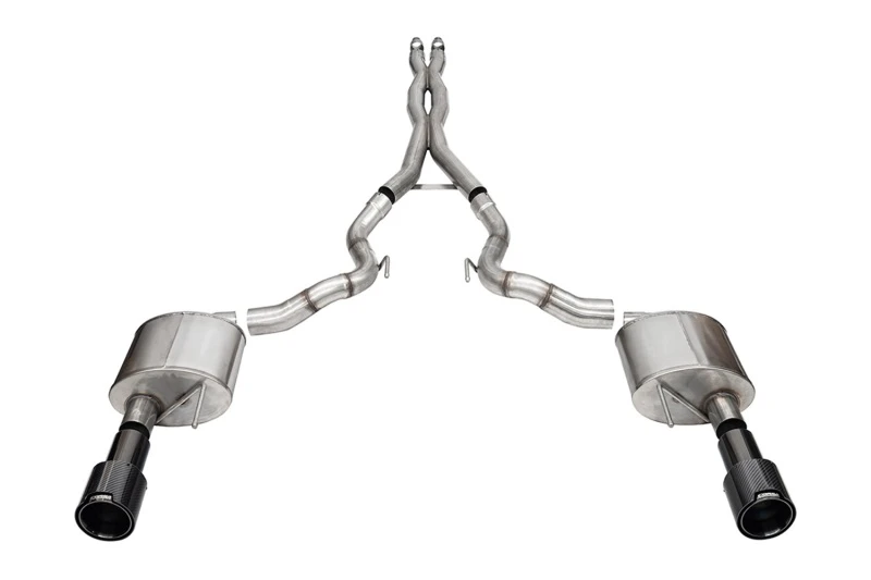 Corsa 2024 Ford Mustang GT Convertible 3in Sport Cat-Back Exhaust - 4.5in Black Carbon Fiber Tips