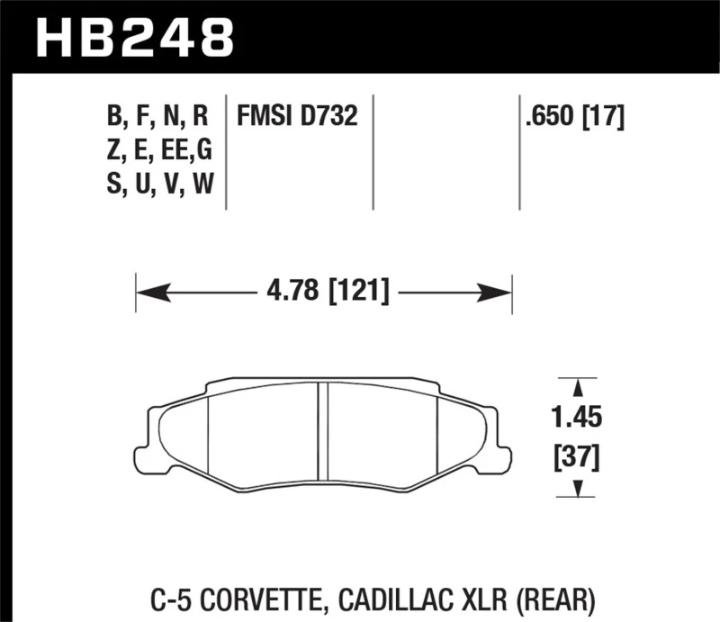 Hawk 03-04 Chevrolet Corvette 5.7L 50. Jahrestag Ausgabe Hinten ER-1 Bremsbeläge