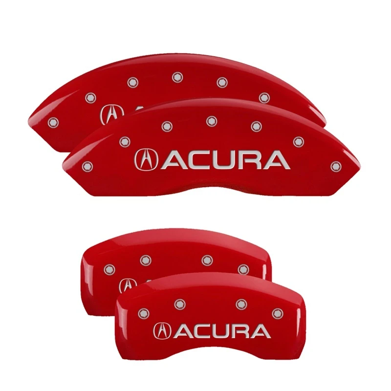 MGP 4 Bremssattel-Abdeckungen Graviert Vorne & Hinten Acura Rot Finish Silber