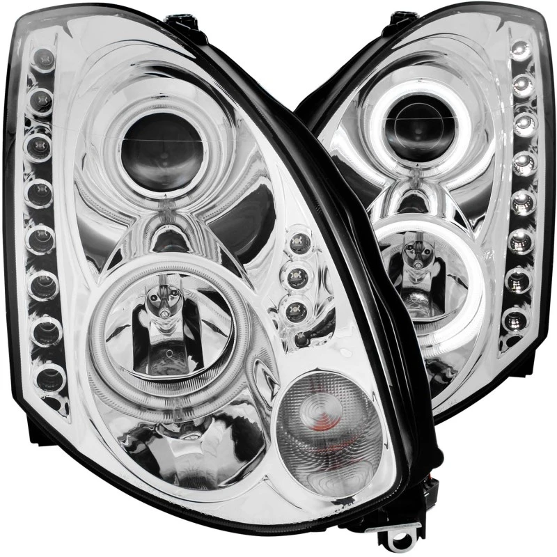 ANZO 2003-2007 Infiniti G35 Projektor-Scheinwerfer mit Halo-Chrom (CCFL) (HID-kompatibel)