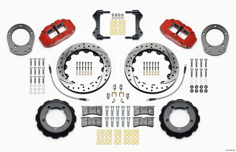 Wilwood Narrow Superlite 4R Vordere Hut Kit 12,88 Zoll Bohrung Rot 76-77 Ford Bronco Dana 44 mit Leitungen