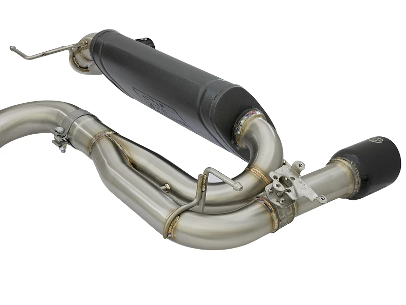 aFe MACH Force-Xp 3 Zoll 304 SS Kat-Endschalldämpfer mit schwarzen Endrohren 12-15 BMW 335i (F30) L6 3.0L (t) N55