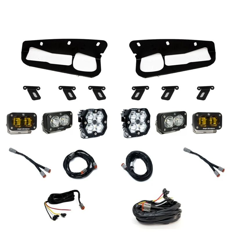 Baja Designs 21-25 Ford Bronco Squadron 2.0 Pro (Spot) & S2 Pro D/C / S2 SAE Ambr FPK ST Bmpr w/UP