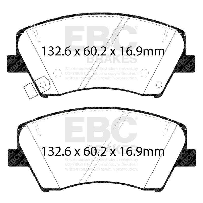 EBC 2017+ Hyundai Elantra 1.4L Turbo Ultimax2 Front Brake Pads