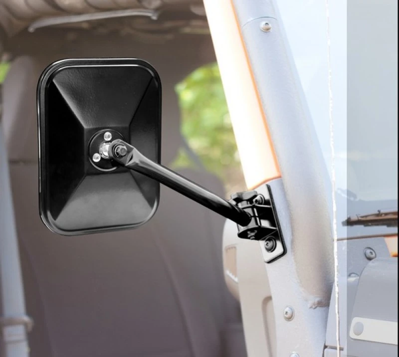 Rugged Ridge 97-18 Jeep Wrangler Schwarzer Rechteckiger Schnellverschluss-Spiegel
