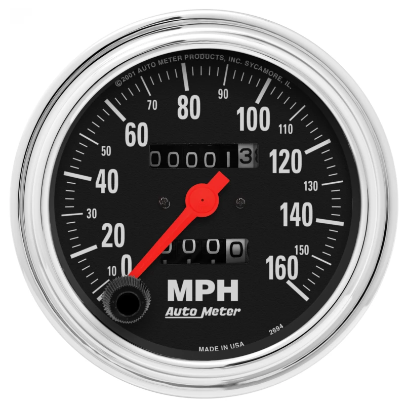 AutoMeter Gauge Speedometer 3-3/8in. 160MPH Mechanical Traditional Chrome