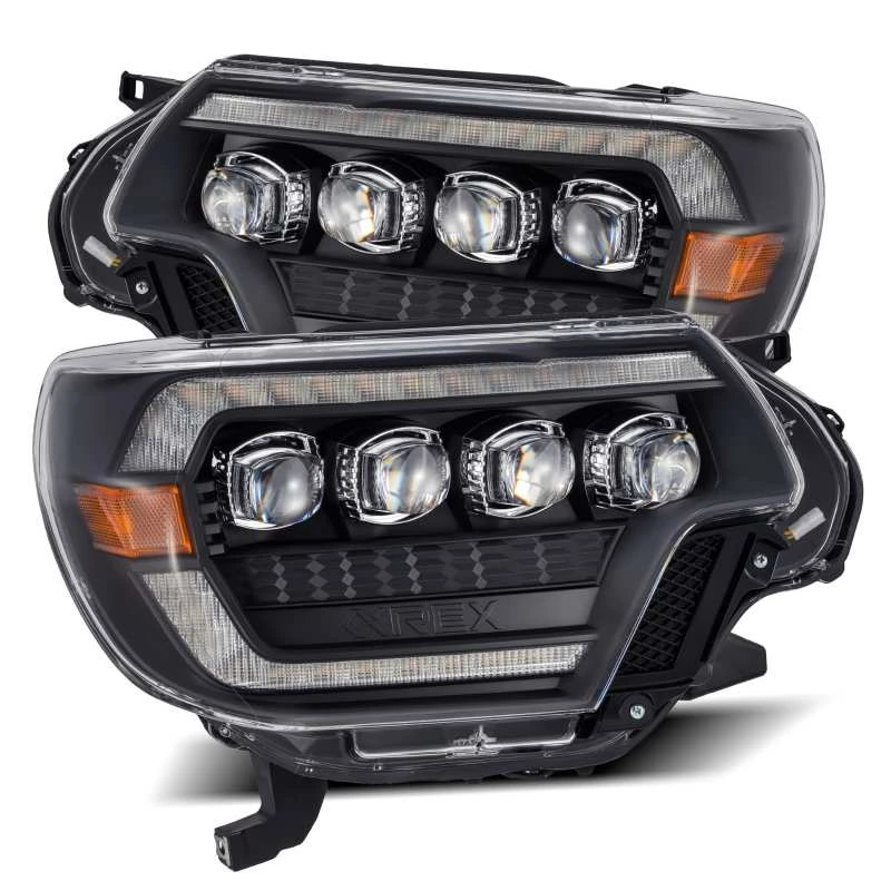AlphaRex 12-15 Toyota Tacoma NOVA LED-Projektorscheinwerfer Plank Style Schwarz mit aktivem Licht/Seq-Signal/DRL