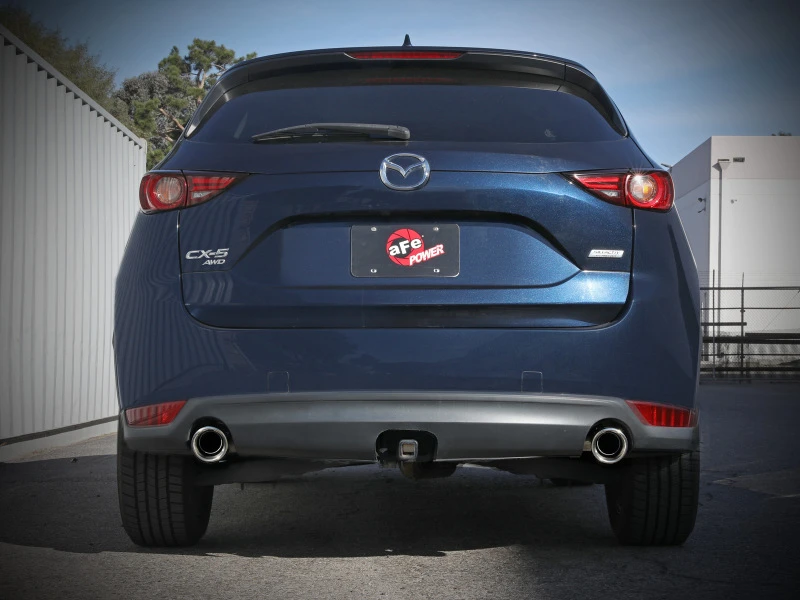 aFe Takeda 17-21 Mazda CX-5 2.5L (t) 2.5 Zoll Edelstahl-Achse-Endschalldämpfer-System mit polierten Endstücken