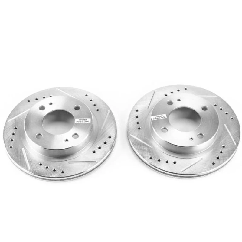 Power Stop Front Evolution Drilled & Slotted Rotors - Pair for 14-15 Mitsubishi Mirage