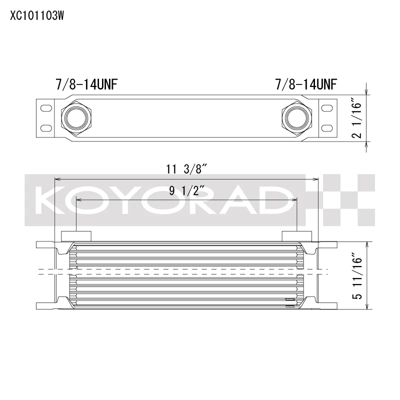Koyo 10-Reihen Ölkühler 11,25in x 3in x 2in für Universal