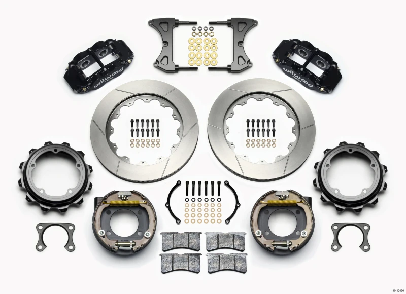 Wilwood Narrow Superlite 4R Hintere P-Bremse Kit 14,00 Zoll Strange Eng Floater 3,49 Zoll Offset