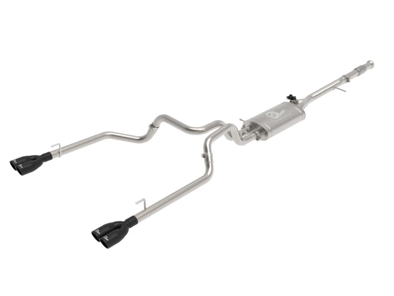 aFe Gemini XV 3in 304 SS Kat-Auspuffanlage mit Cutout 19-21 GM Silverado/Sierra 1500 V8- mit schwarzen Endrohren