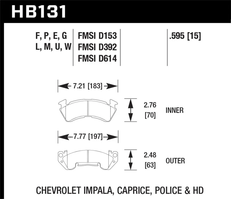 Hawk 79-84 Chevrolet C20/C30/G30/K20 schwarze Rennbremsbeläge vorne