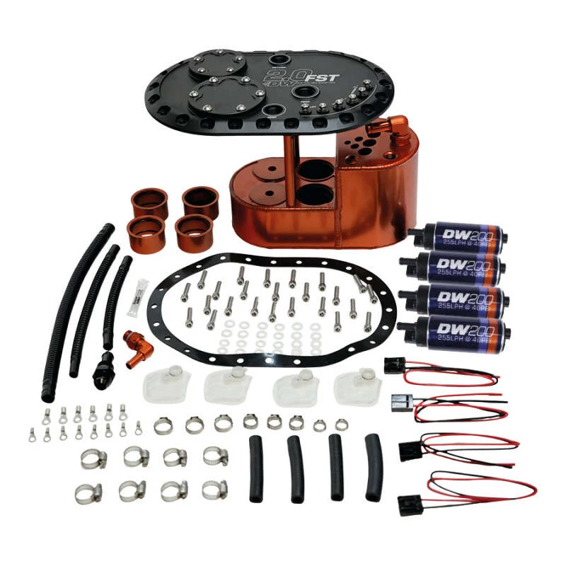 Deatschwerks 2,0L gestuftes Kraftstoff-Zellen-Surge-Tank (inkl. 4 DW200 Kraftstoffpumpen)