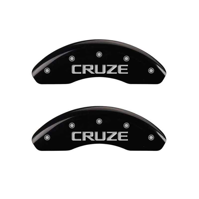 MGP Vordere Set 2 Bremse Caliper-Abdeckungen Graviert Vorne Cruze Schwarz lackiert silberne Zeichen