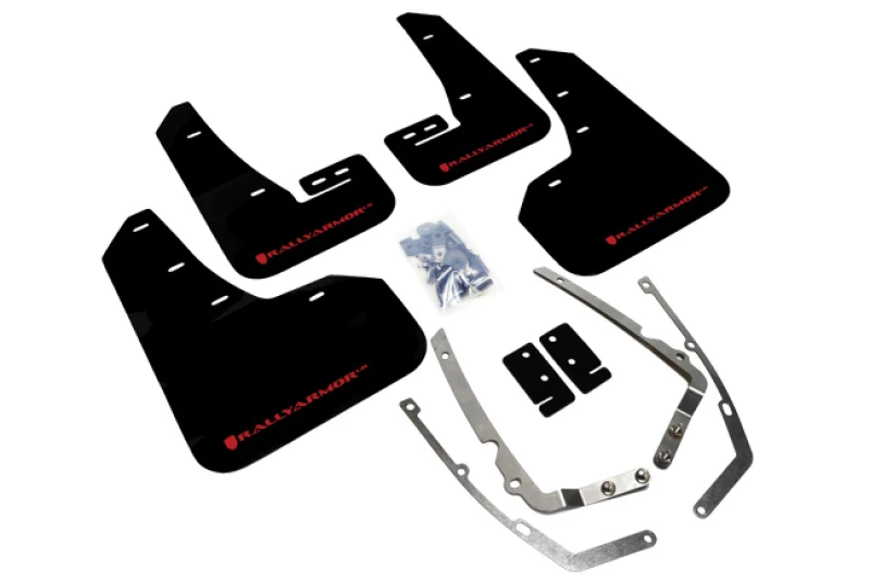 Rally Armor 15-21 MKVII VW Golf/GTI Schwarzes UR-Schmutzfänger mit rotem Logo