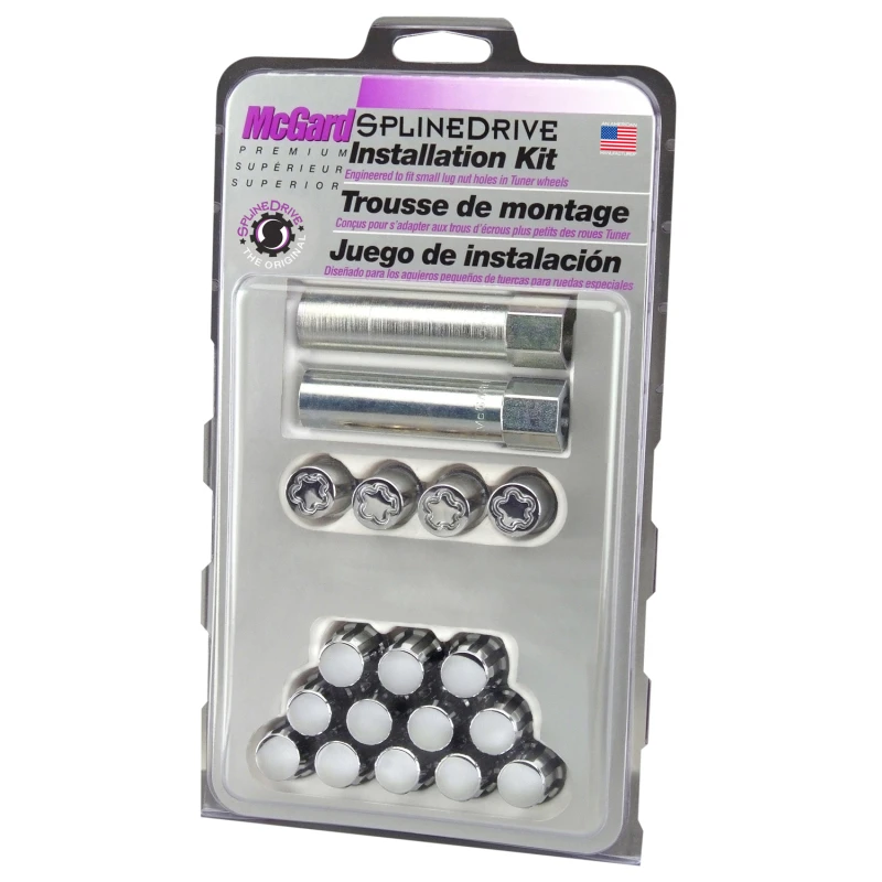 McGard SplineDrive Tuner 4-L Loch-Installationskit mit Sperren und Werkzeug (Kegel) M12x1,5 / 13/16 Sechskant - Chrom (CS)