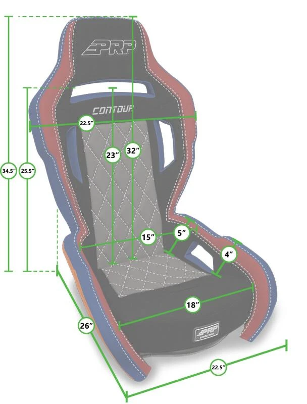 PRP Contour UTV Suspension Seat -Black Cloth