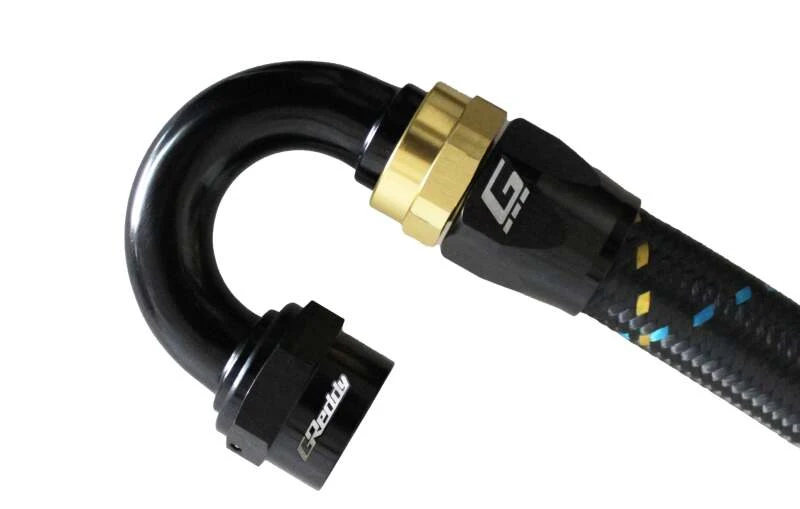 GReddy AN12 180 Degree Hose End Swivel Black/Gold Anodized