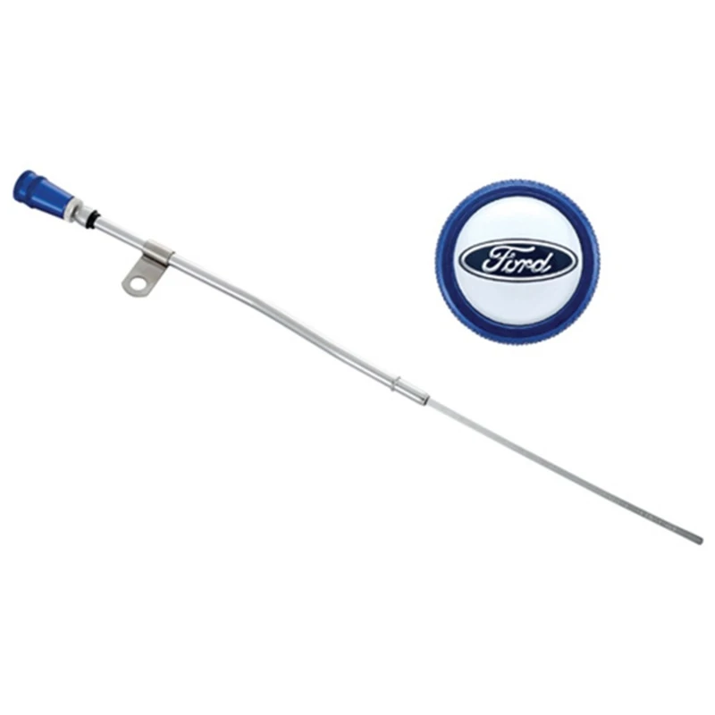 Ford Racing Ölmessstab-Kit - eloxiertes Aluminium-Griff mit geprägtem Ford-Logo