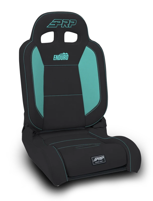 PRP EnduroDaily Reclining Suspension Seat - Black/Teal Vinyl - Driver