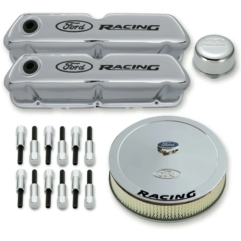 Ford Racing Komplett- Dress-Up-Kit Chrom-Finish mit schwarzen Emblemen