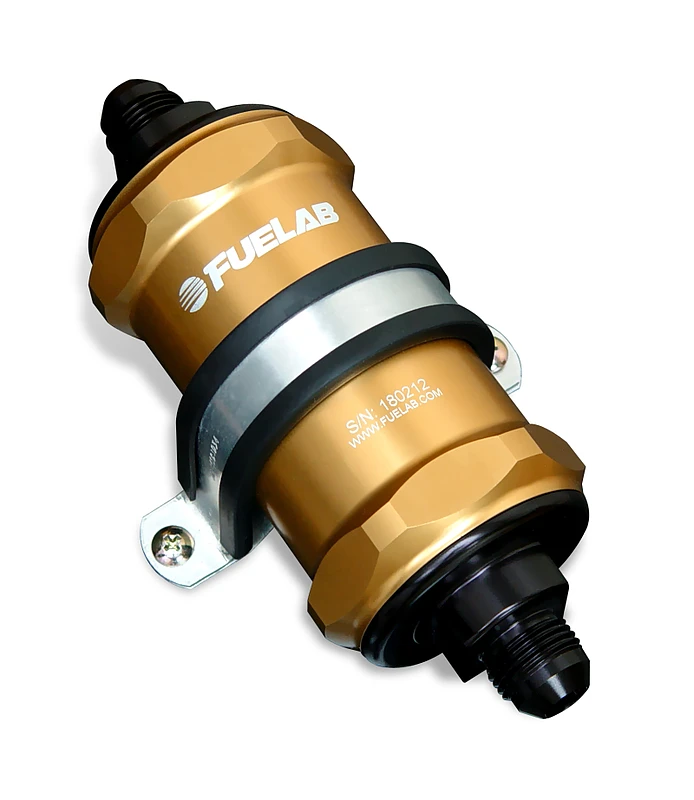 Fuelab 848 In-Line Kraftstofffilter mit integriertem Rückschlagventil