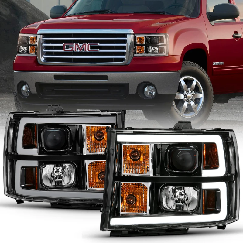 anzo_111482-6792df11daa5d ANZO 2007-2013 Gmc Sierra 1500 Projektor-Scheinwerfer Plank-Style Schwarz mit klarer Linse Amber