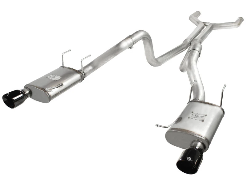 aFe MACHForce XP Kat-Abgasanlage 3 Zoll SS mit schwarzen Endrohren 11-14 Ford Mustang GT V8 5.0L